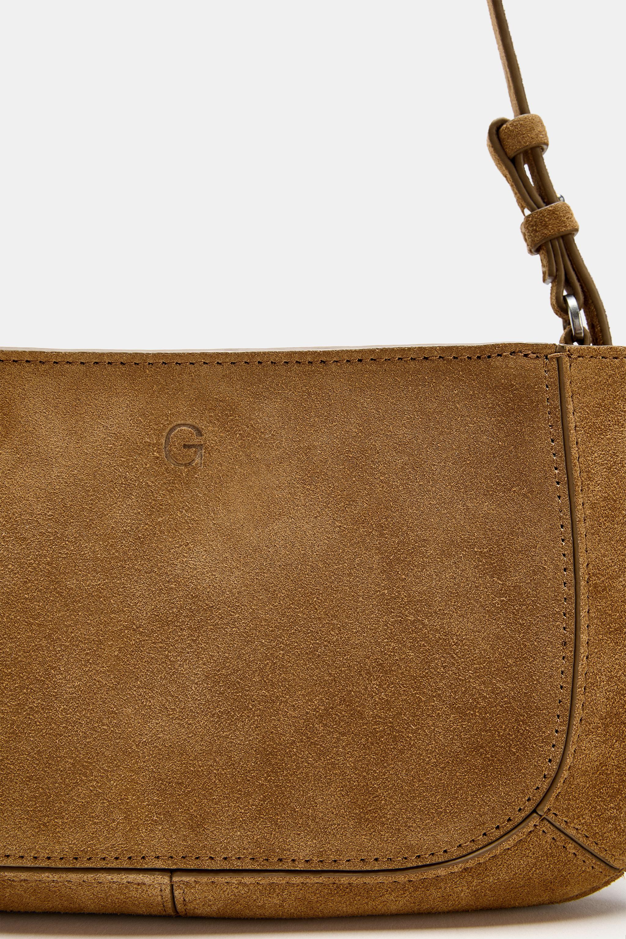 DOUBLE POCKET SPLIT LEATHER CROSSBODY BAG